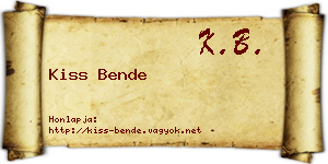 Kiss Bende névjegykártya